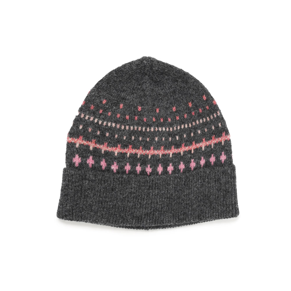 KNIT HAT SLATE GREY FAUX ISLE