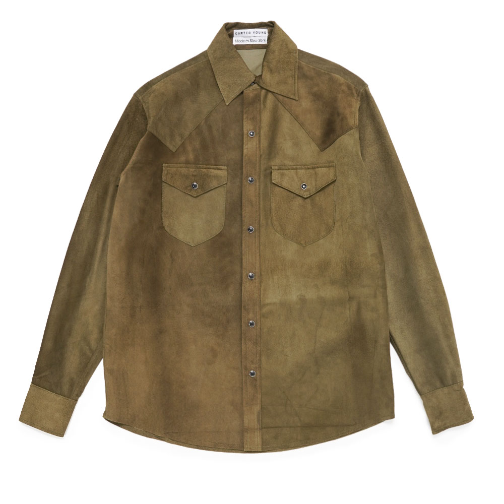 SUEDE WESTERN SHIRT OLIVE SUEDE