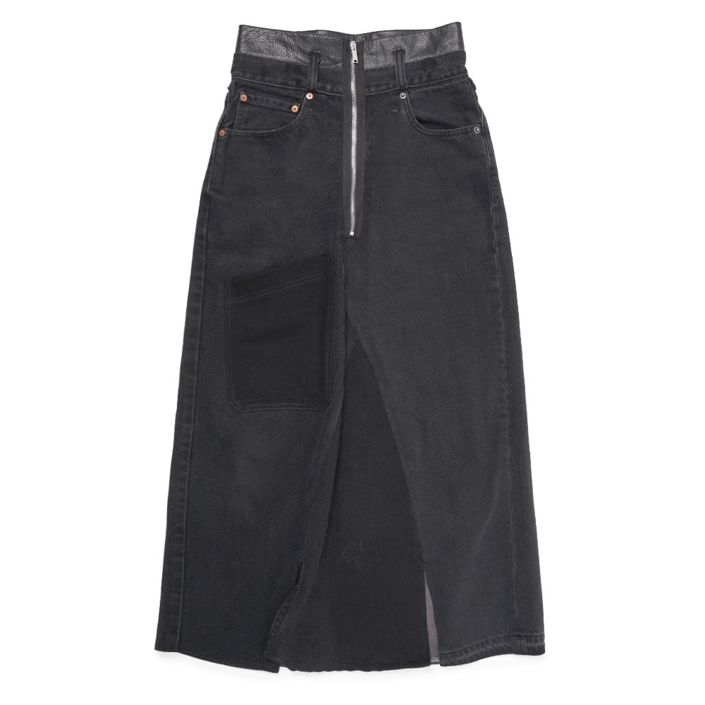 DENIM RE-WORK SKIRT BLACK WASH _