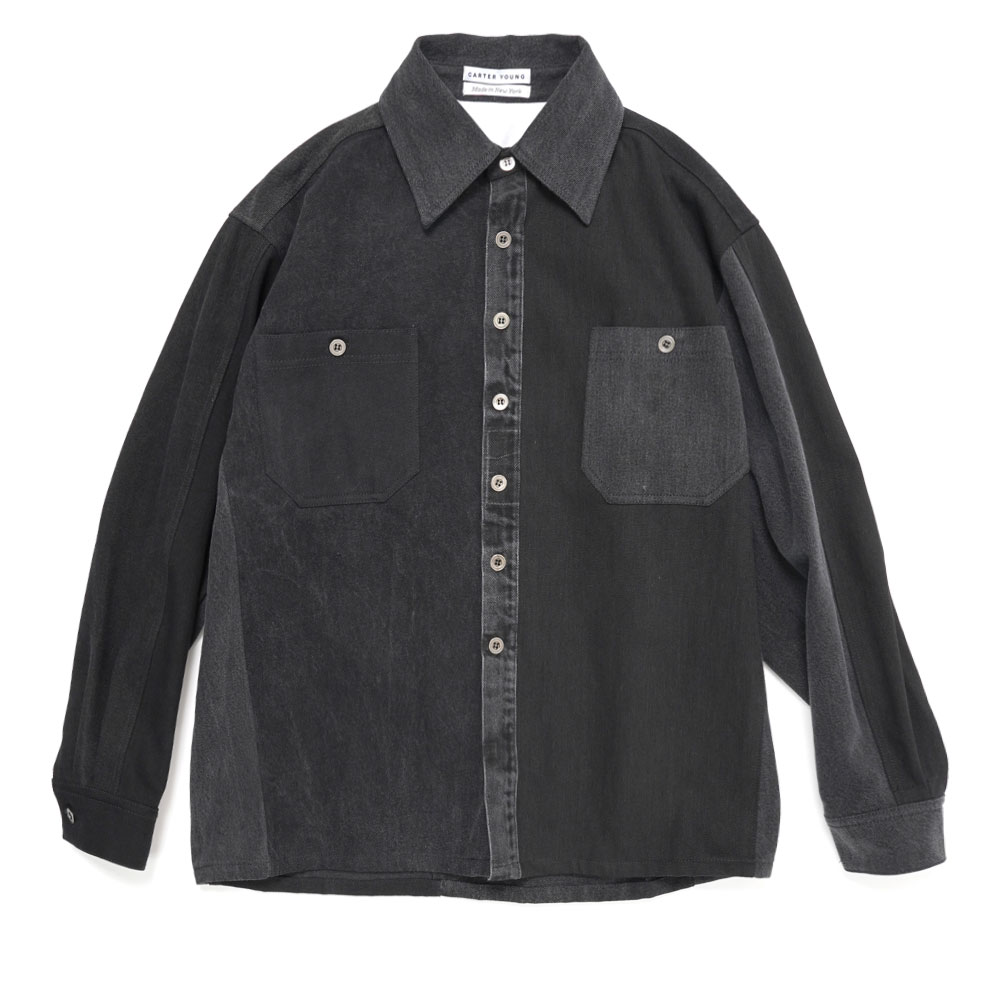 DENIM RE-WORK SHIRT BLACK WASH _