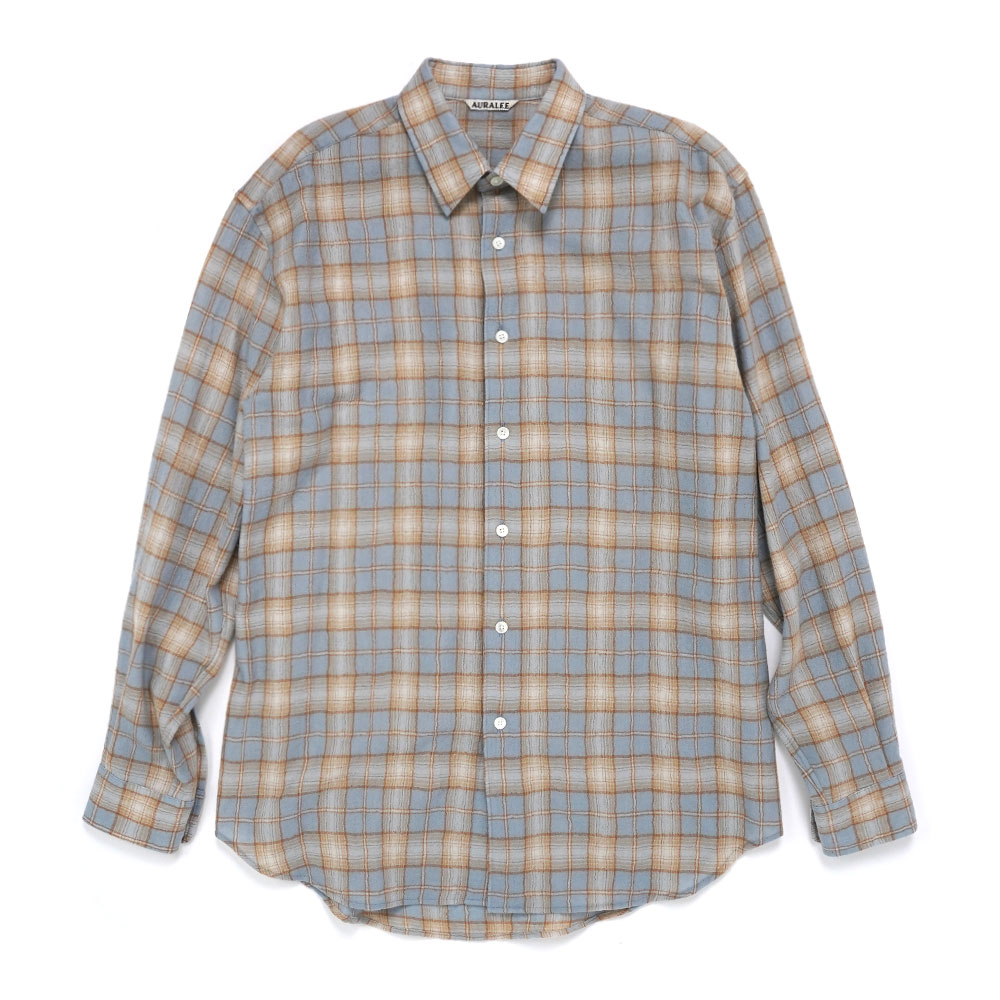 AIRY WOOL CHECK SHIRT LIGHT BLUE BEIGE A25AS01WN