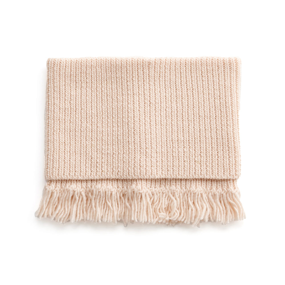 FUNNEL SNOOD DELICATE PINK FISHERMAN WOOL _
