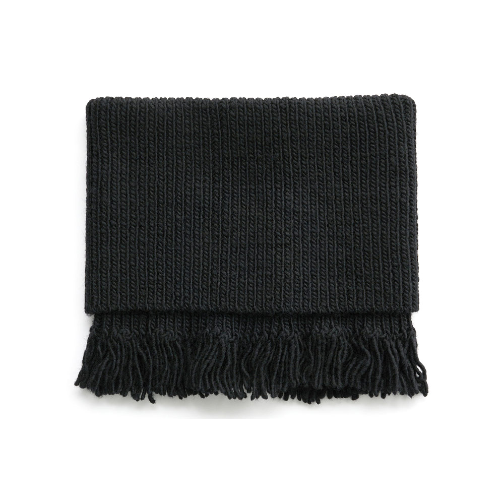 FUNNEL SNOOD BLACK FISHERMAN WOOL _