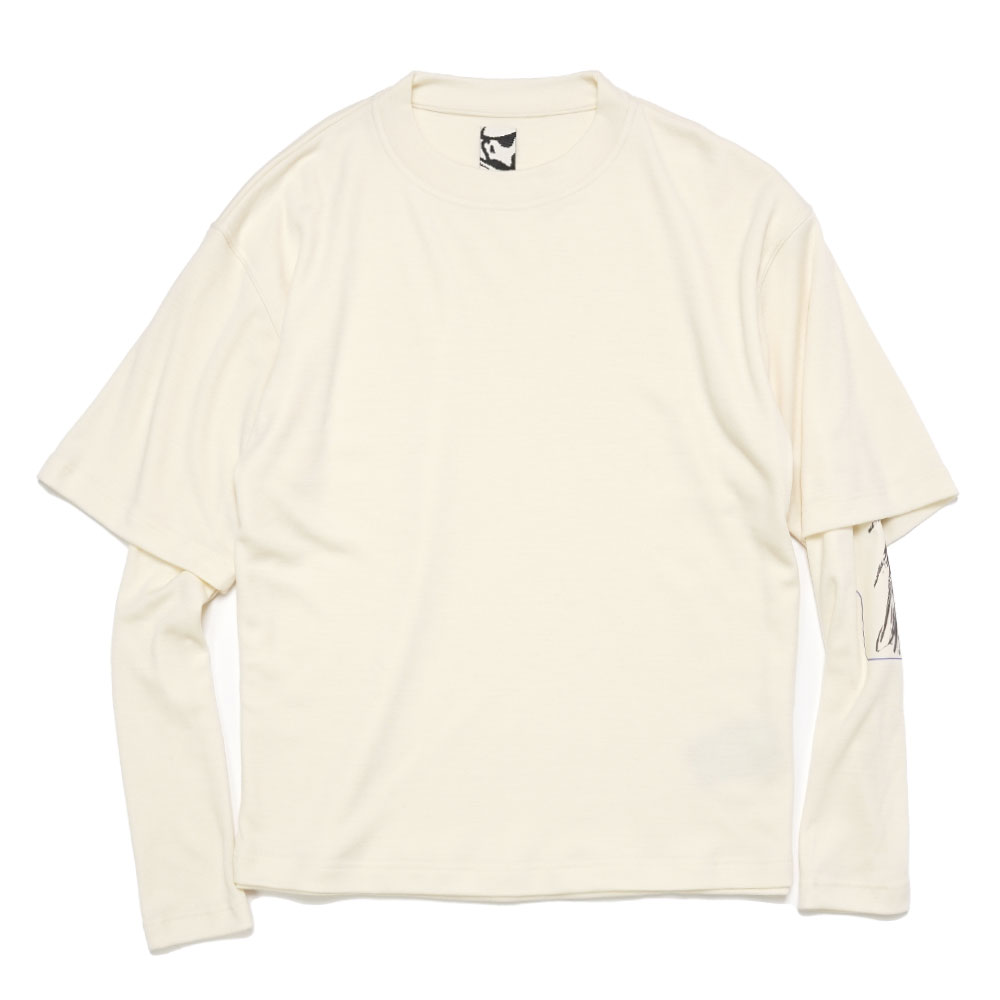 TRANSCRIPT THERMAL DOUBLE WOOL UTILYTY T-SHIRT OFF WHITE