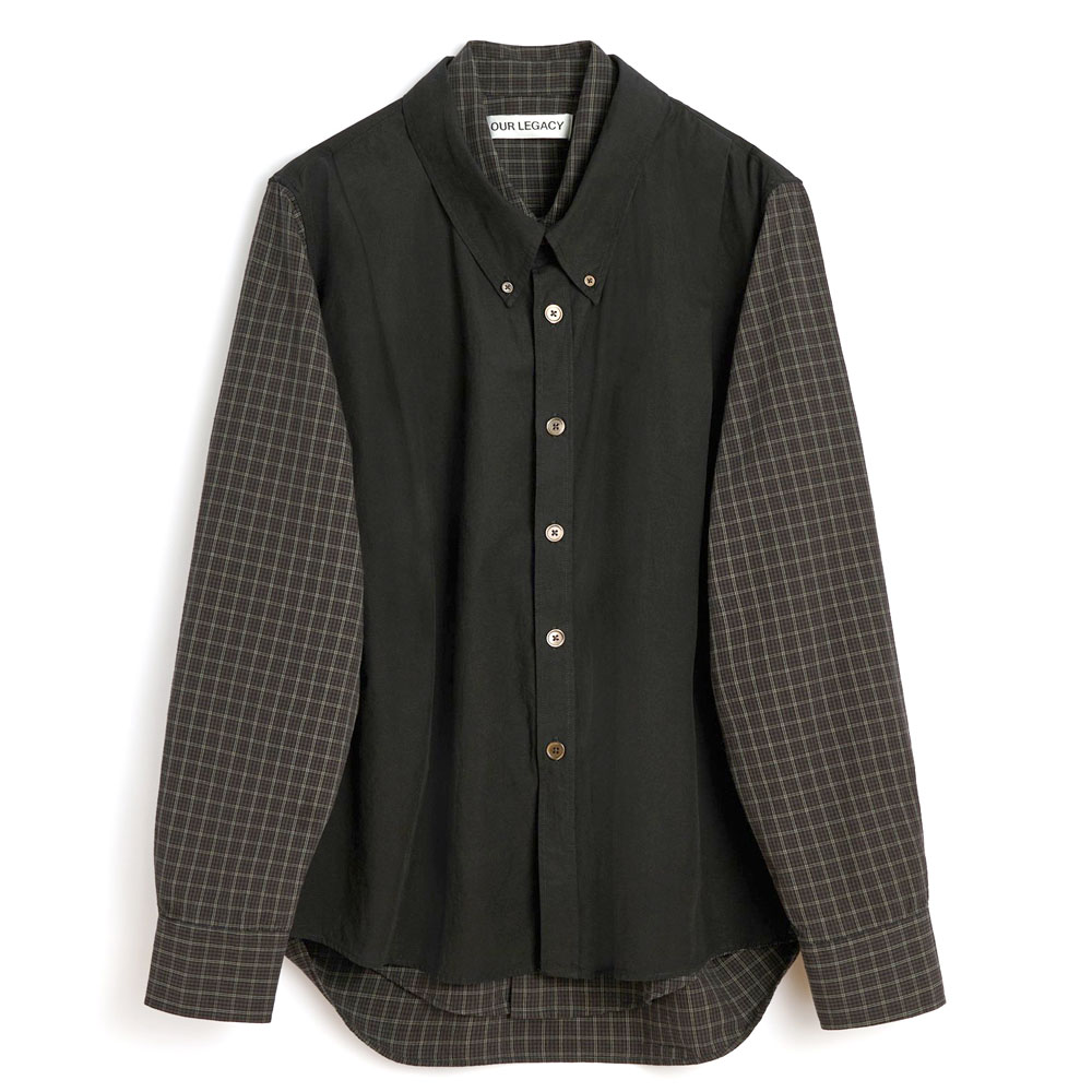 DOUBLE BORROWED SHIRT BLACK FAUX LUMBERJACK CHECK
