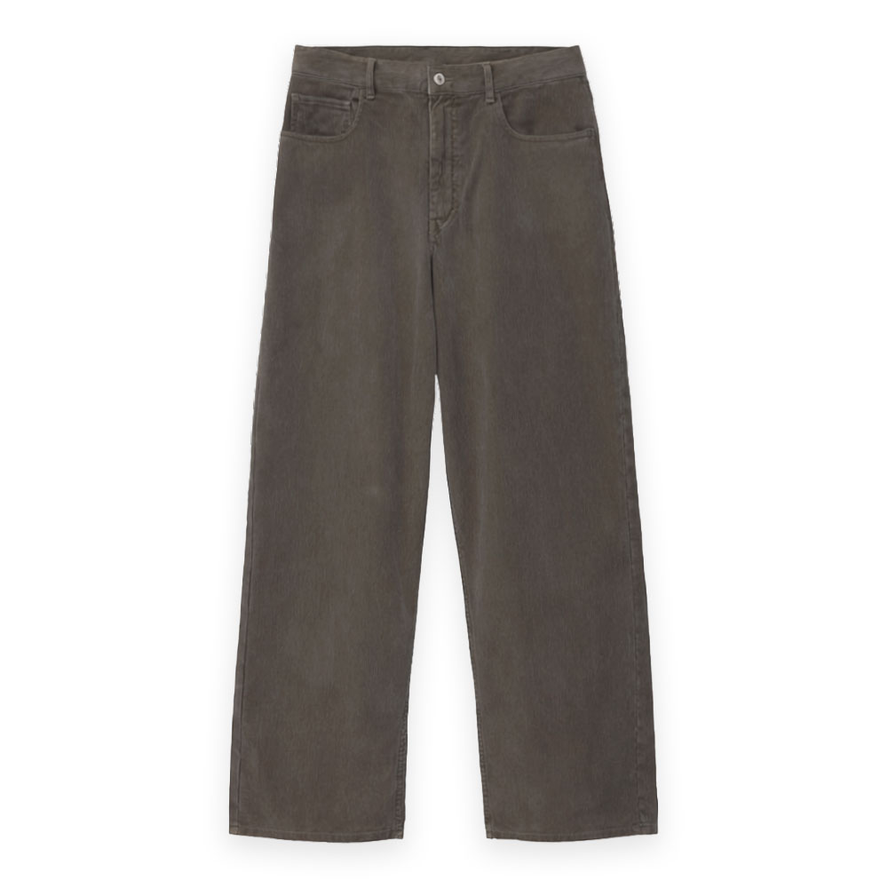 GARMENT-DYED FINX CORDUROY 5P WIDE PANTS A26AP01FX OLIVE BROWN