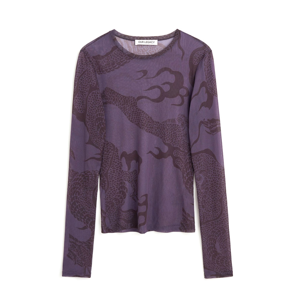 SUPER SLIM LONGSLEEVE ABSTRACT RAISIN SNAKE PRINT