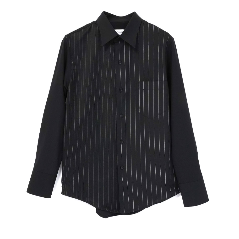 PATCHED PIN STRIPE CLASSIC SHIRT BLACK & WHITE PIN STRIPE