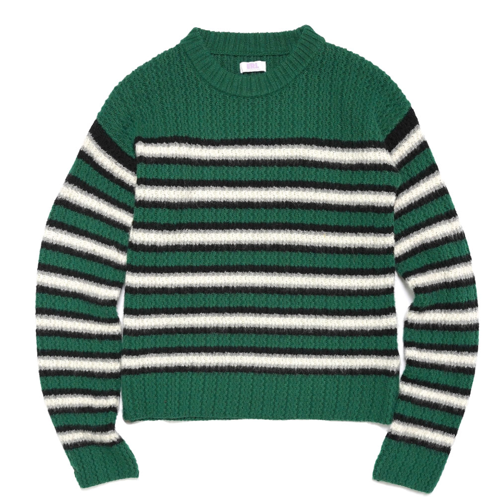UNISEX STRIPES CREW NECK SWEATER KNIT GREEN