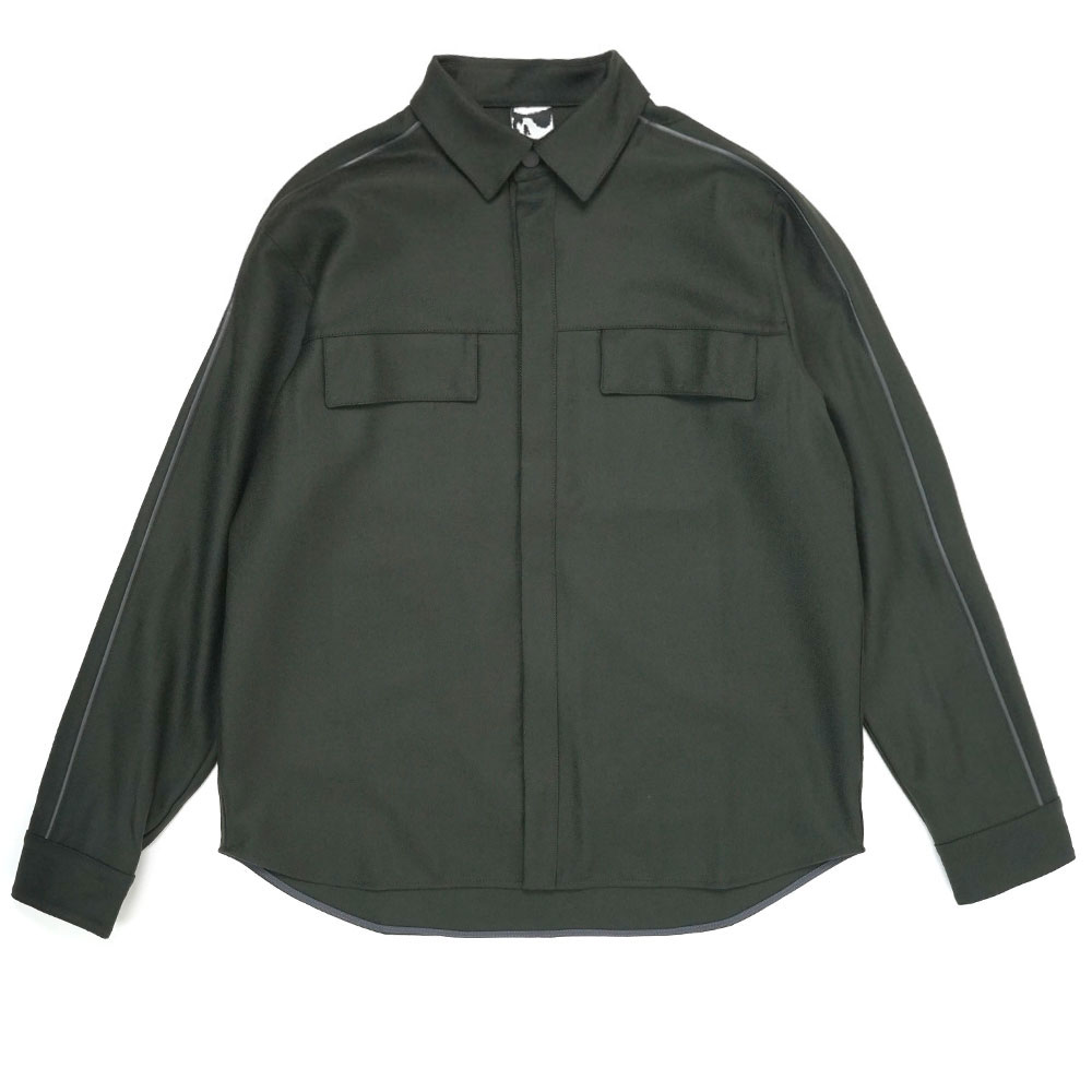 FLANNEL PIPING OVERSHIRT DARK GREEN_