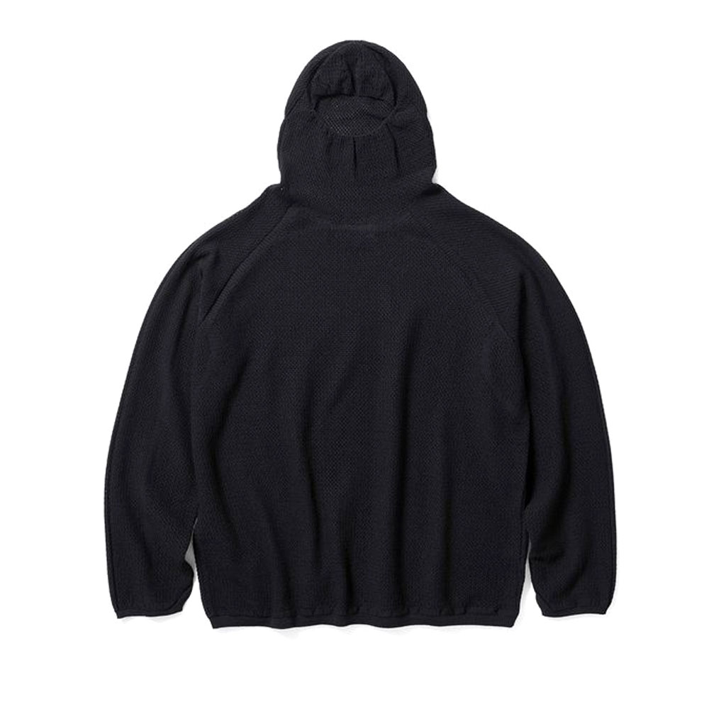 GZ35306 PERFORATED WHOLE GARMENT KNIT TOP BLACK