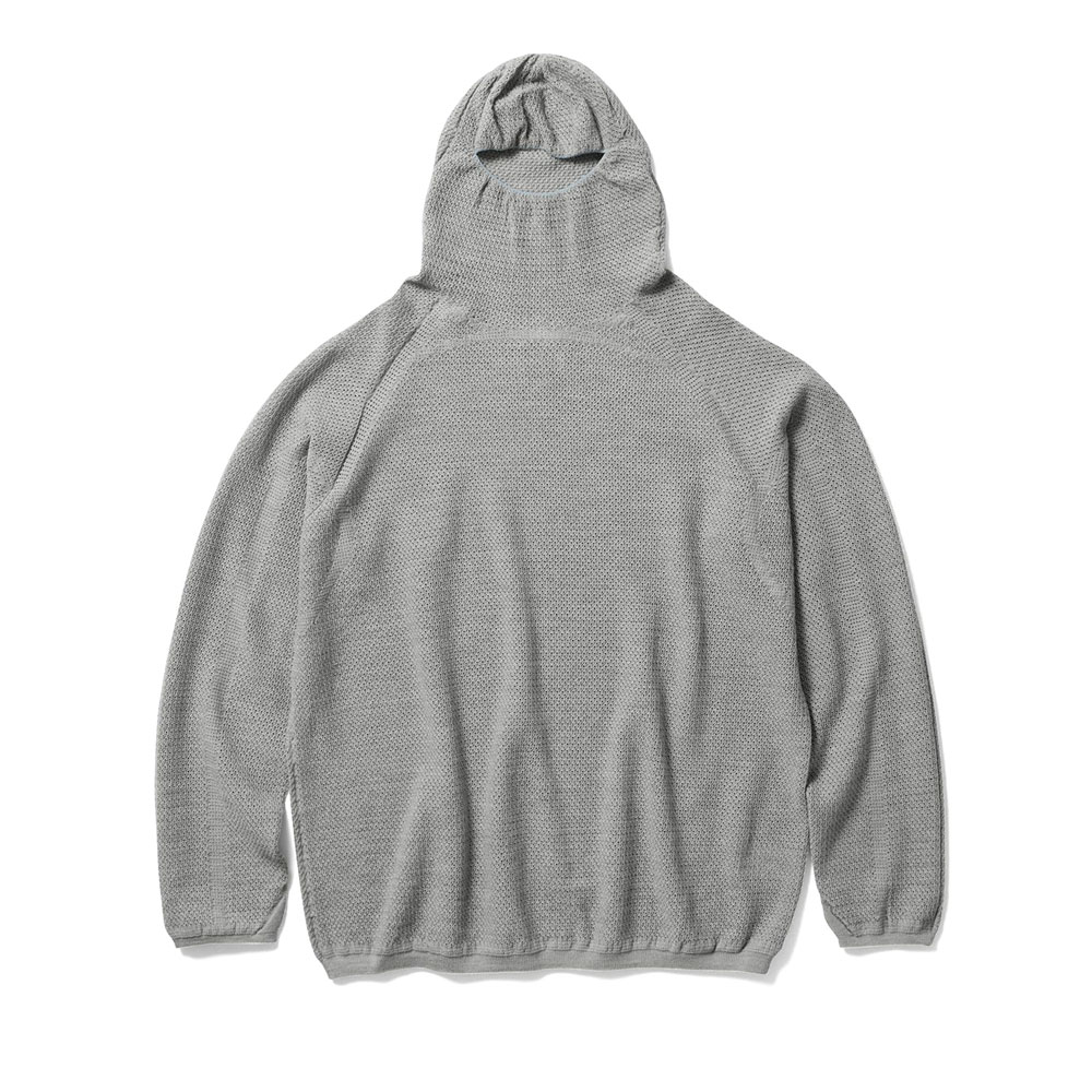 GZ35306 PERFORATED WHOLE GARMENT KNIT TOP ZINC GRAY