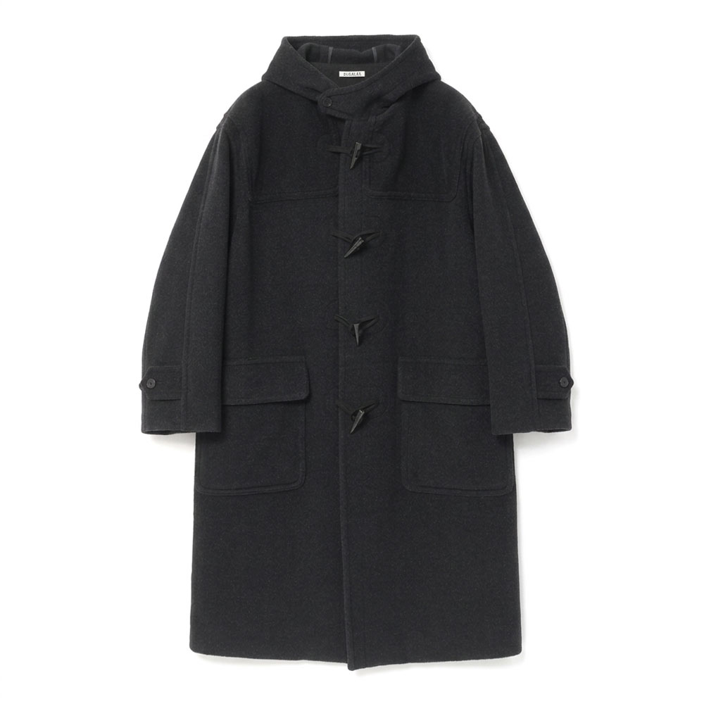 WOOL HERRINGBONE DUFFLE COAT A26AC01WH DARK CHARCOAL