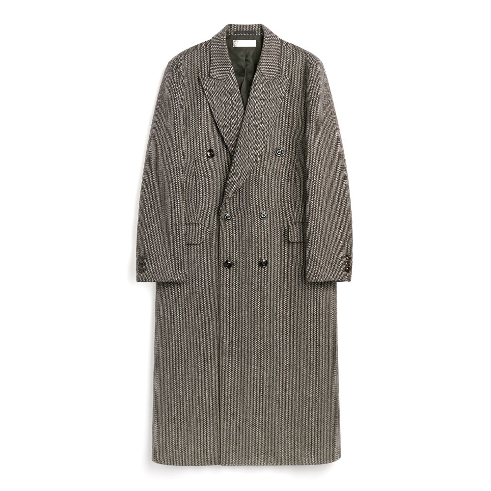 EXTENDED WHALE COAT LEDGER WOOL BROKEN HERRINGBONE