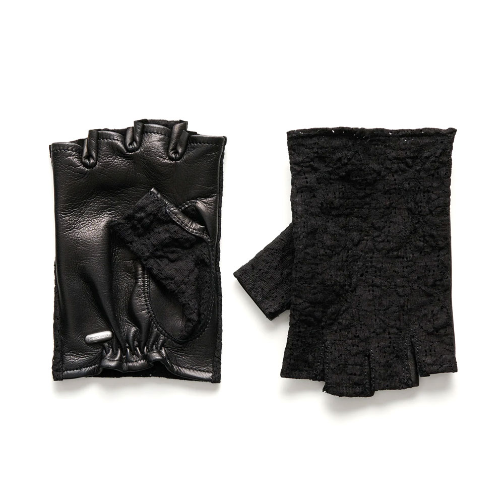 BIKER GLOVE BLACK LOTUS SHRUNKEN LACE