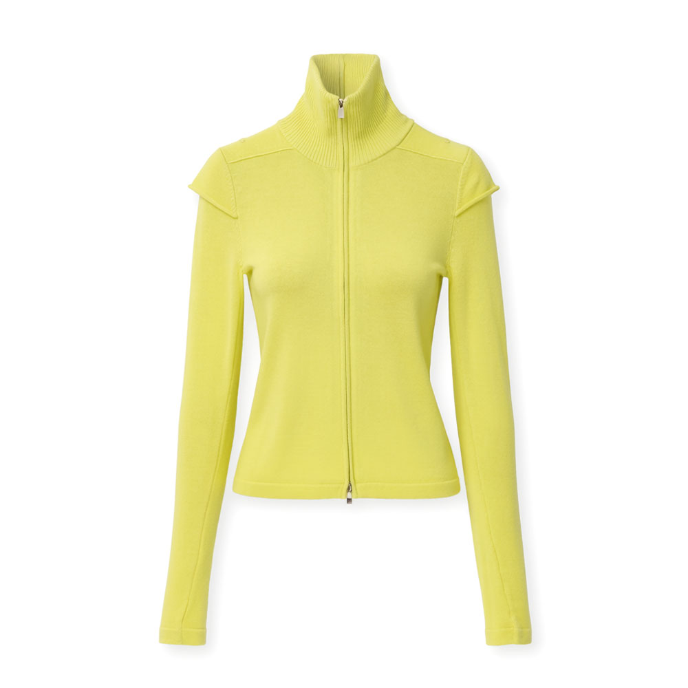 LAYERED-SLEEVE HIGH-NECK KNIT LIME