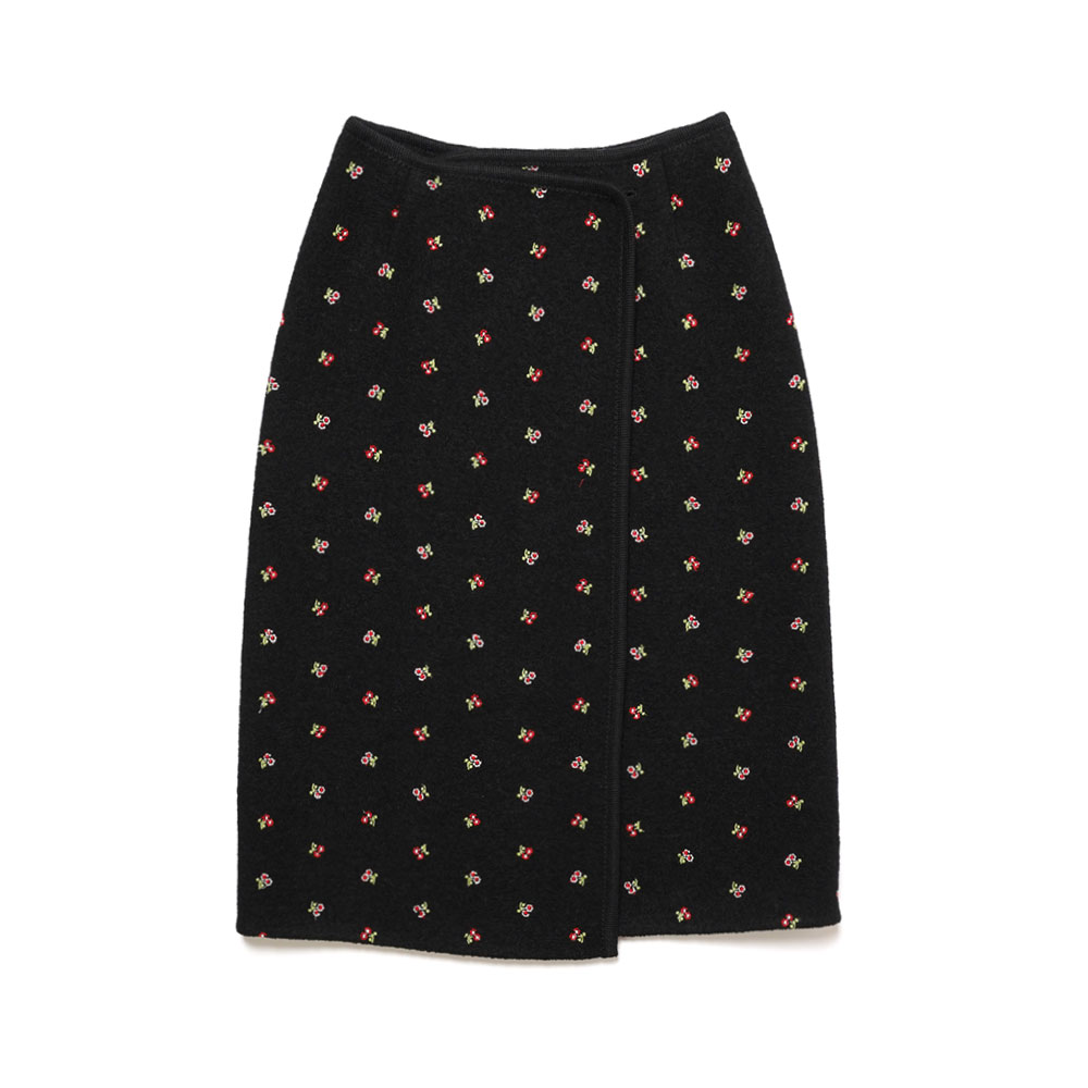 WALKER FLOWERS SKIRT BLACK FELTED _