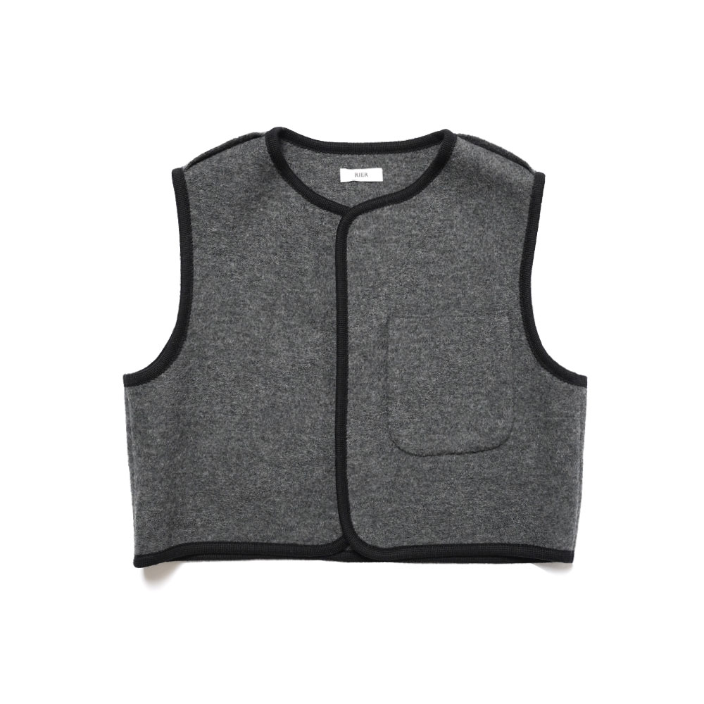 WALKER GILET UTILITY CROP GREY BICOLOUR FELTED _