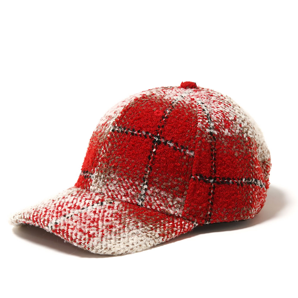 OVERSIZED FLANNEL PRE-CURVED STRAPBACK RED/CREAM PLAID