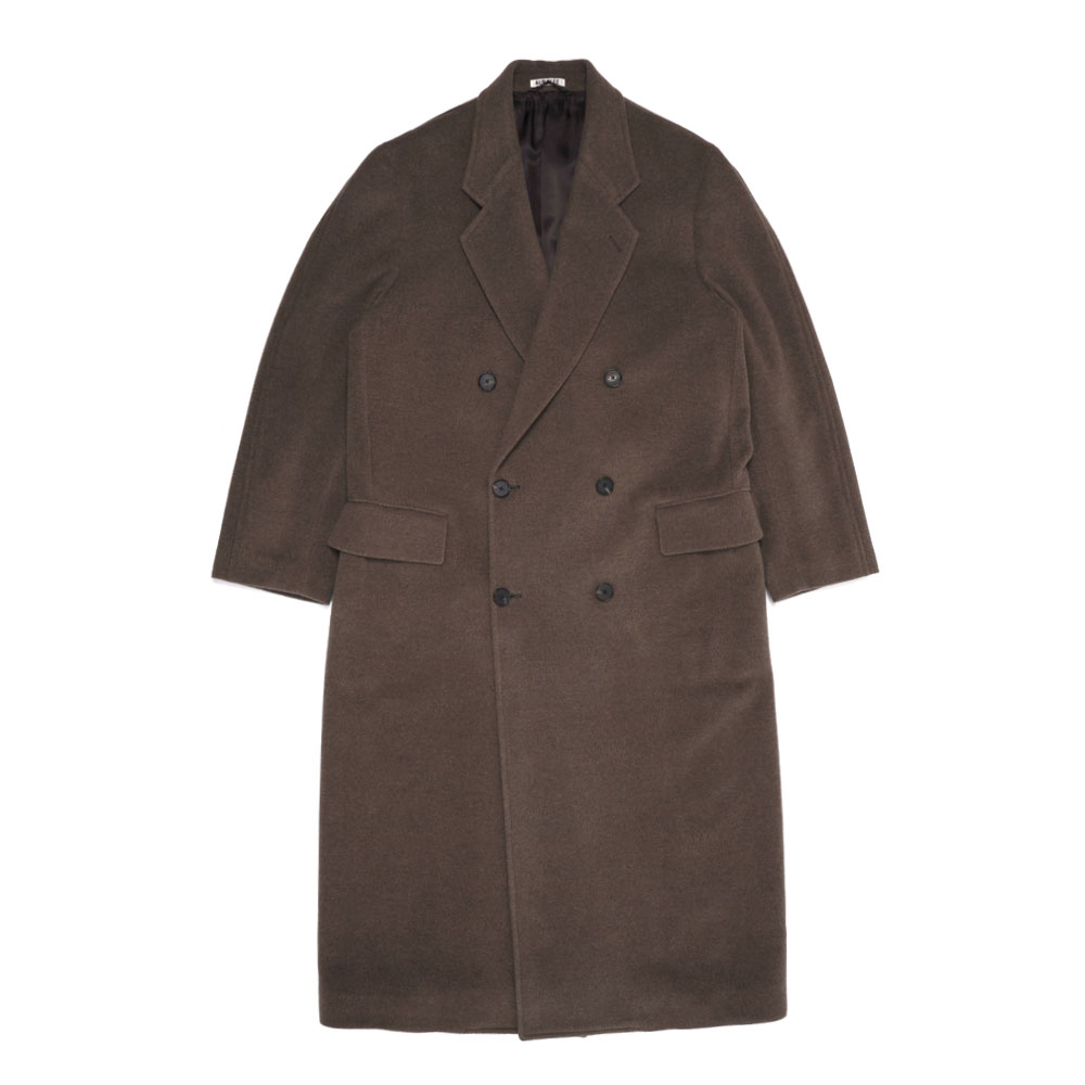 SUPER FINE WOOL MOSSEER CHESTERFIELD COAT TOP BROWN A25AC02WM