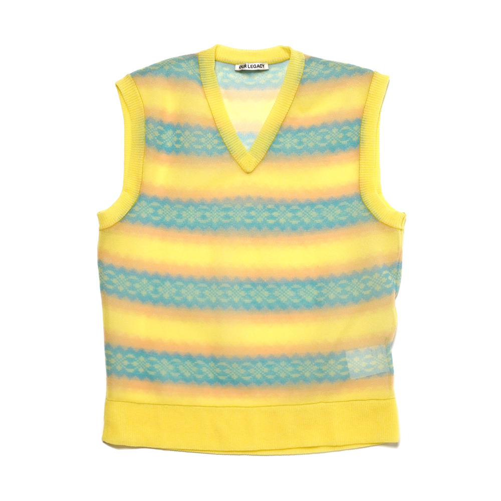 KNITTED VEST ASTRAL YELLOW ARGYLE