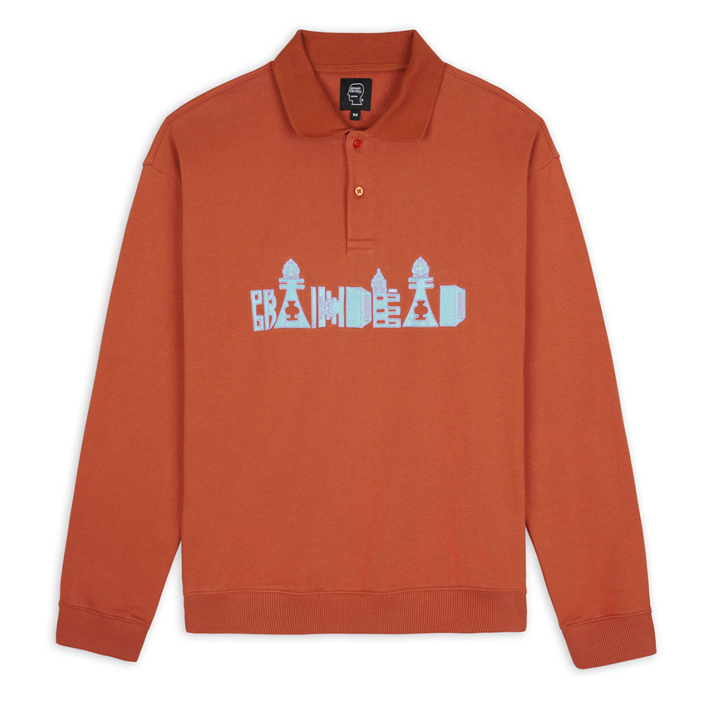 THINKING GAME POLO SWEATSHIRT BURNT ORANGE