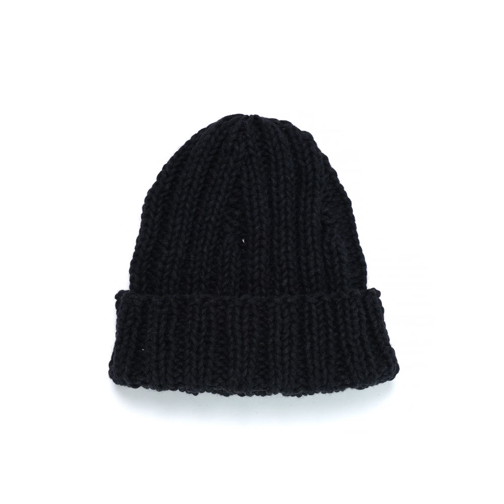 WOOL CASHMERE FELTED HAND KNIT CAP BLACK A25AB05FW