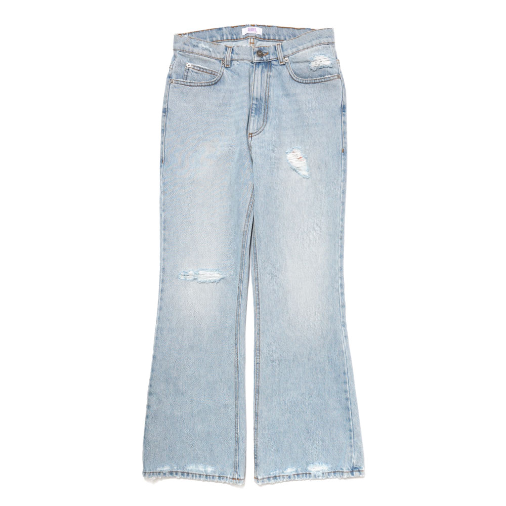UNISEX DISTRESSED DENIM PANTS WOVEN BLUE _