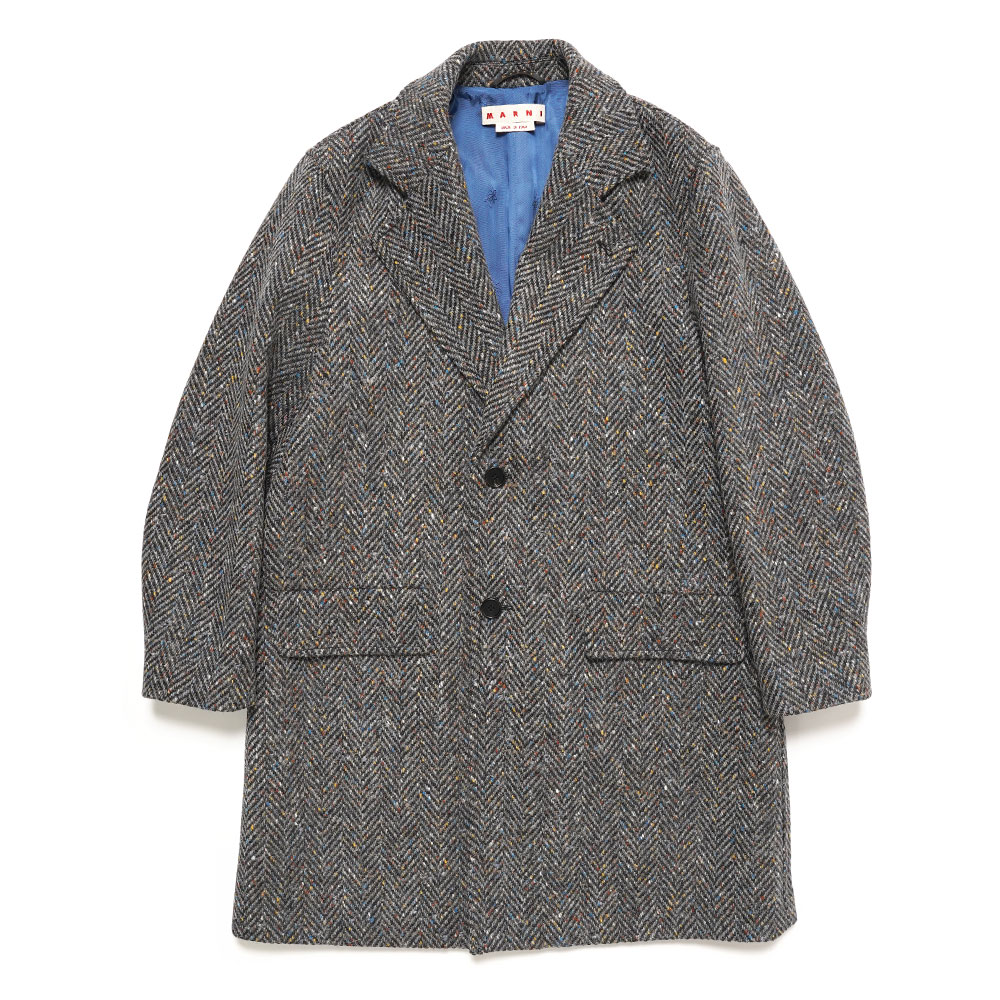 GREY CHEVRON WOOL COAT PIGEON _