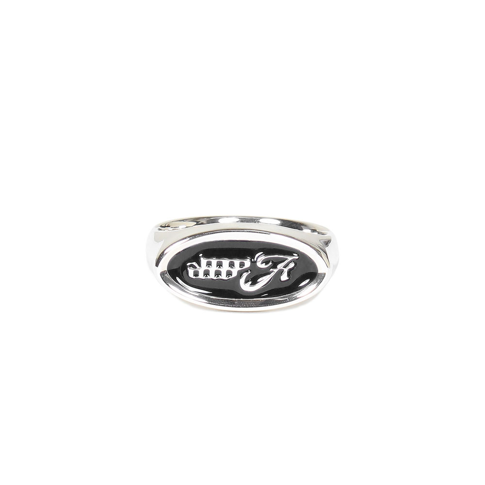 EMBLEM RING SILVER/BLACK