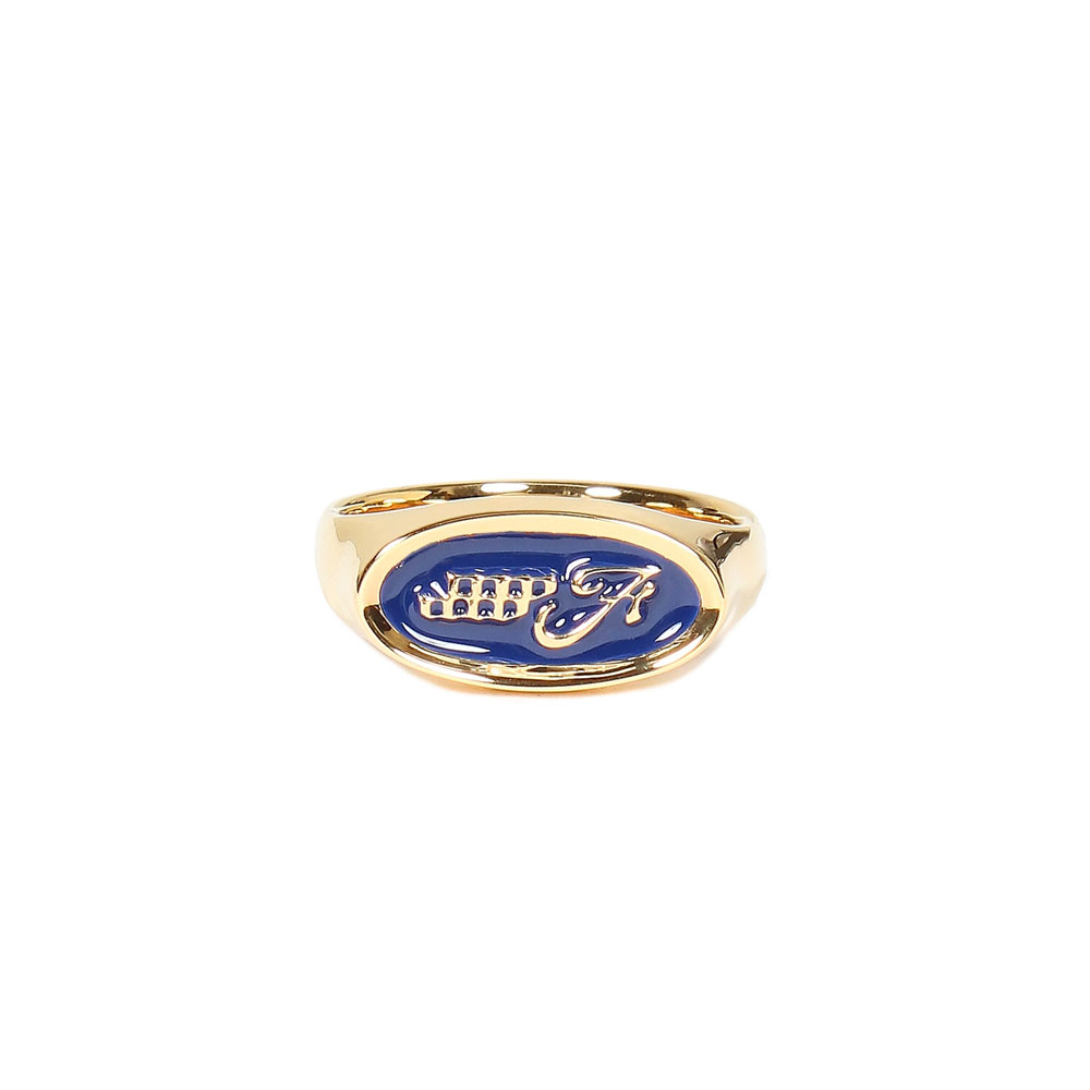 EMBLEM RING 18KGP/NAVY