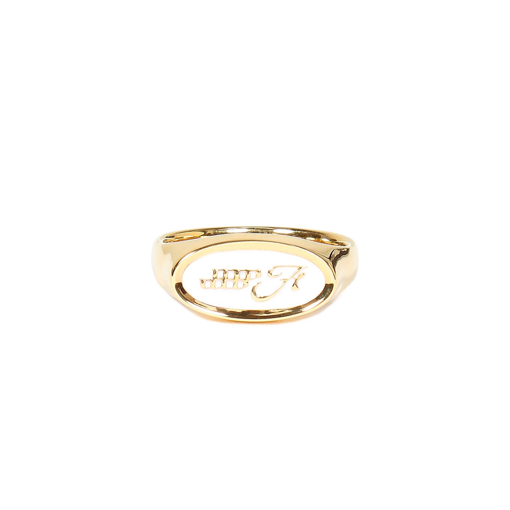 EMBLEM RING 18KGP/WHITE