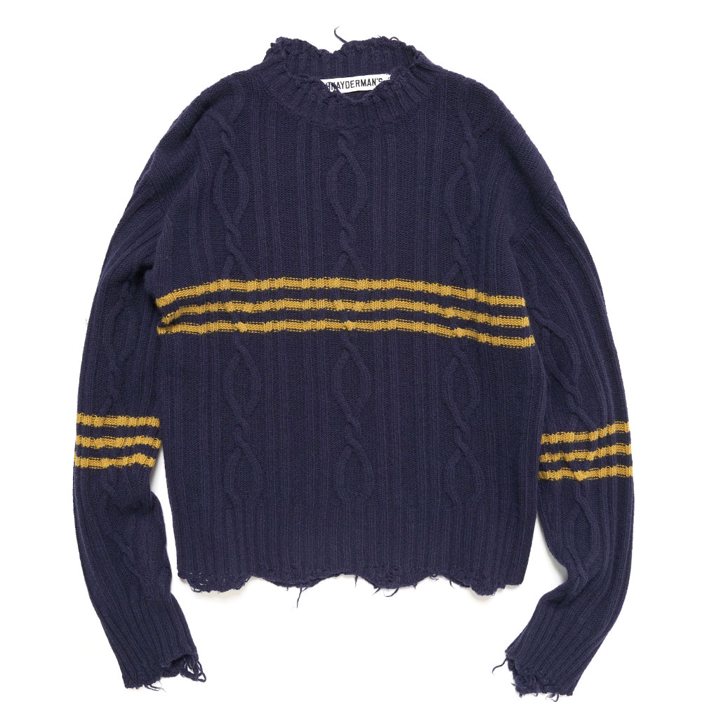 CROPPED CABLE SWEATER DARK BLUE AND YELLOW