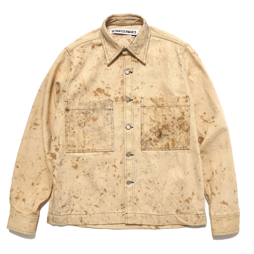 OVERSHIRT WORKWEAR STAINED OFF WHITE AND BEIGE_