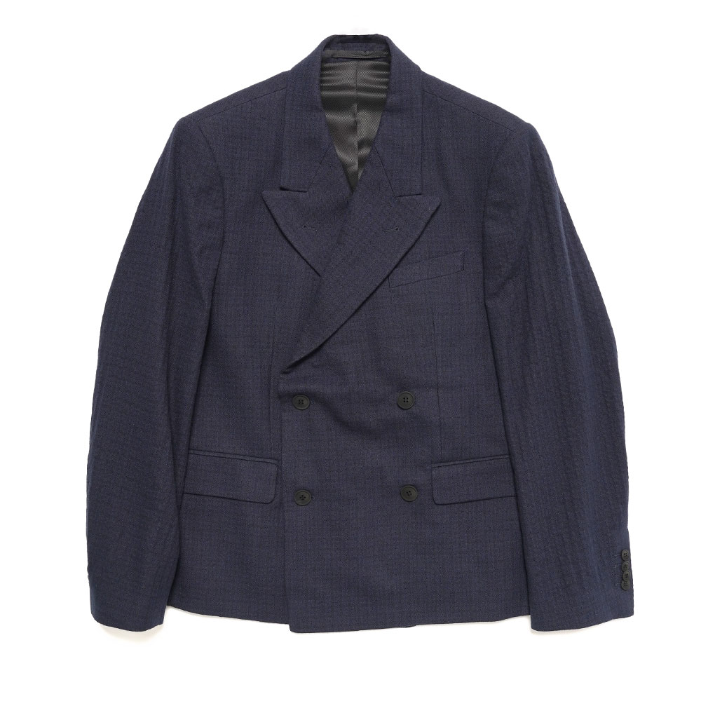DOUBLE BREASTED HERRINGBONE BLAZER BLACK AND DARK NAVY_
