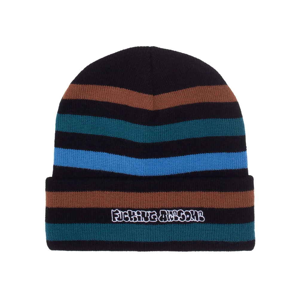 WANTO STRIPED CUFF BEANIE BLACK/MULTI