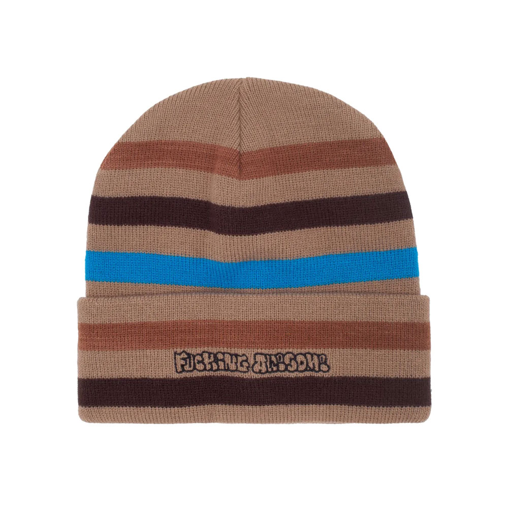 WANTO STRIPED CUFF BEANIE BROWN/MULTI