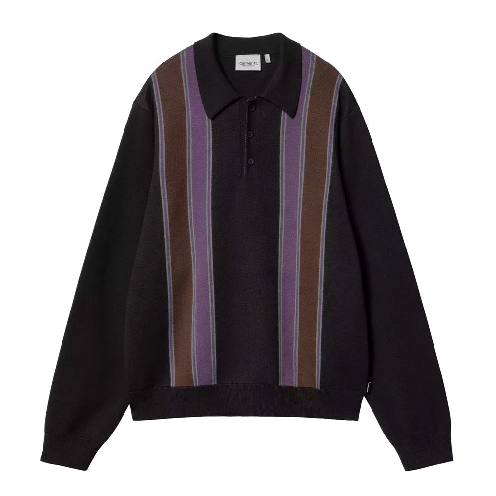 L/S ARLO POLO BLACK/KENDRICK STRIPE