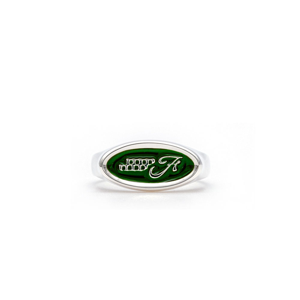 EMBLEM RING SILVER/GREEN