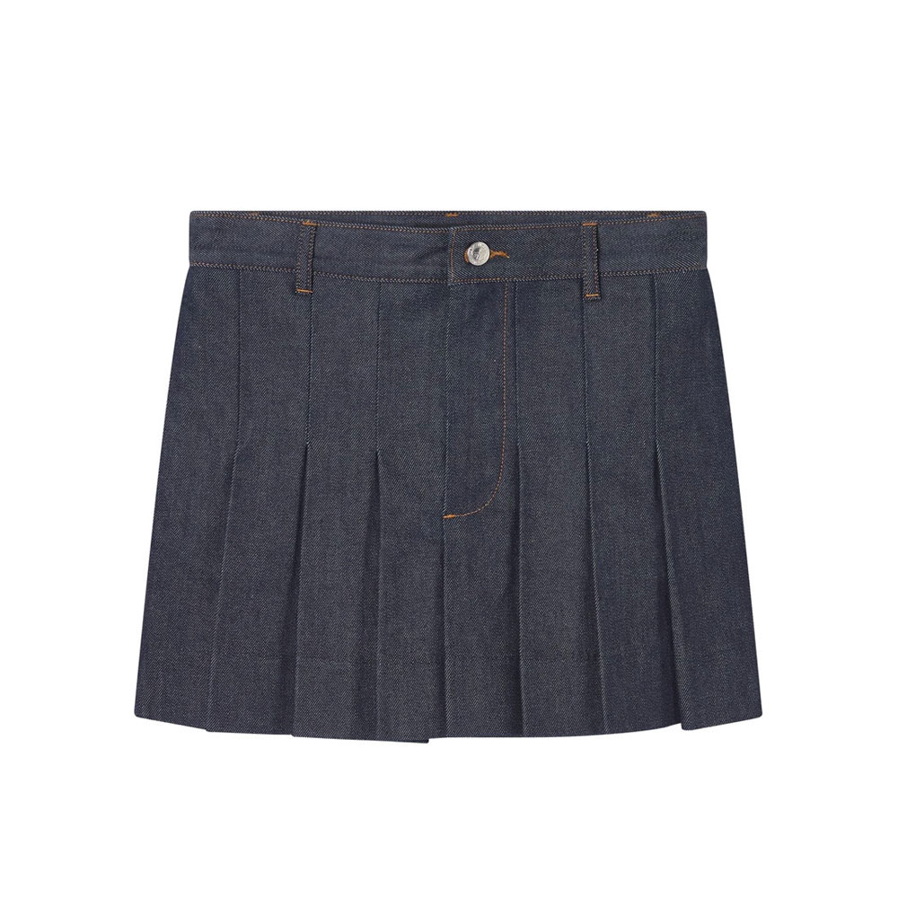 PLEATED MINI SKIRT INDIGO BLUE