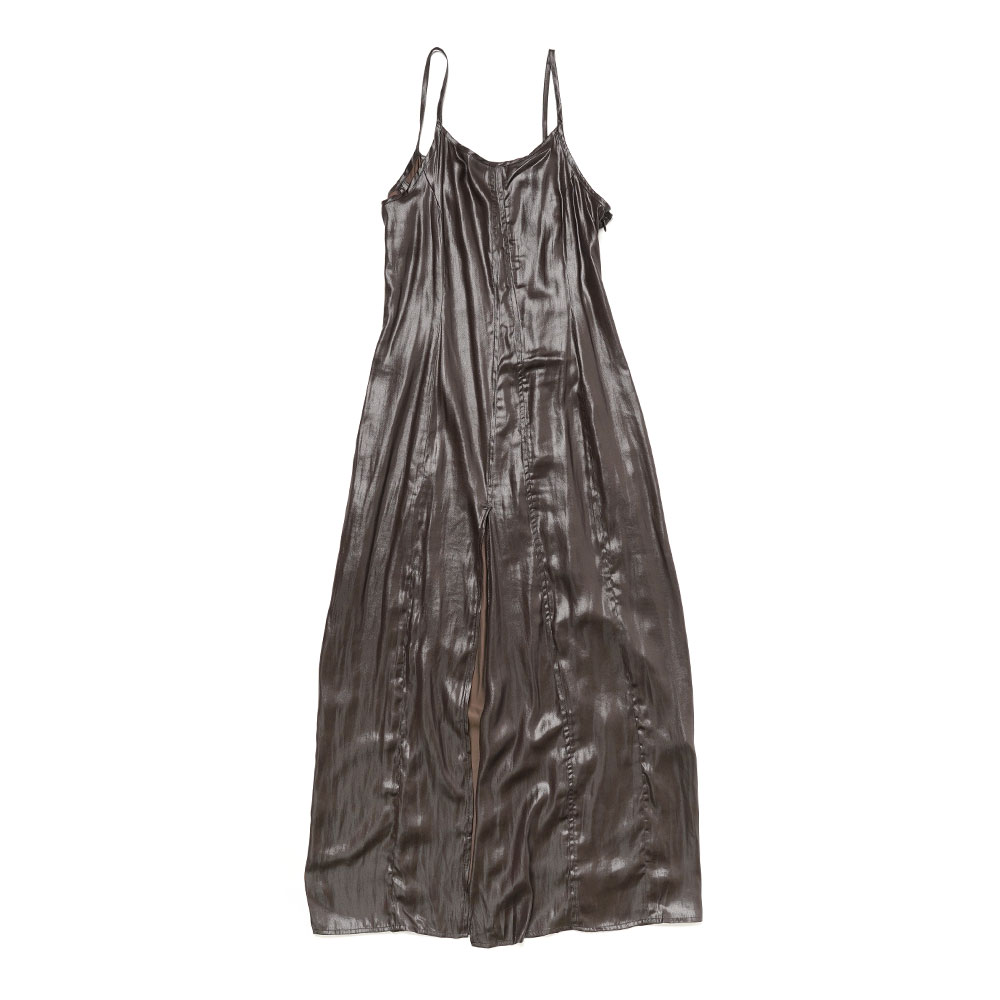 SLIP EVENING DRESS GLAZED BROWN LIQUID POLY _