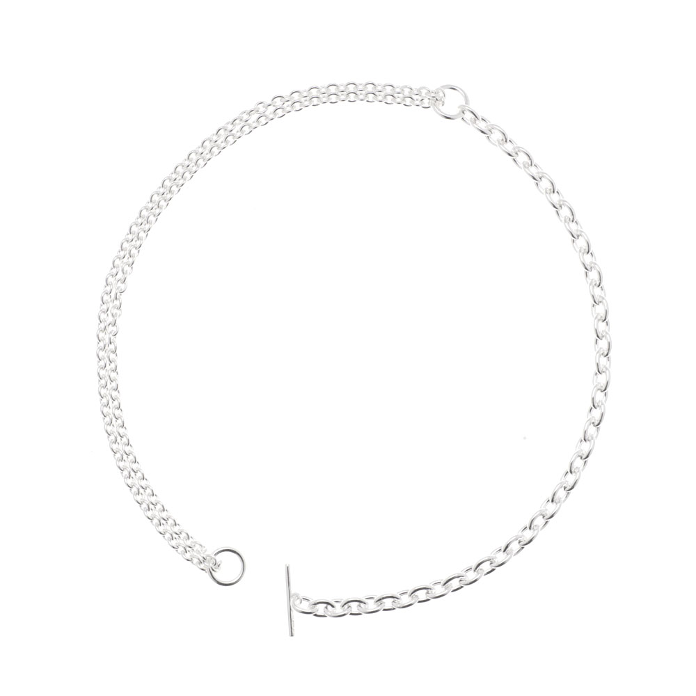 DOUBLE NECKLACE THIN 101792 POLISHED SILVER