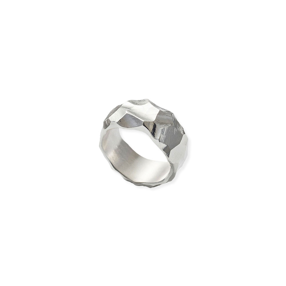 RAUK NARROW RING 101483 CARVED SILVER