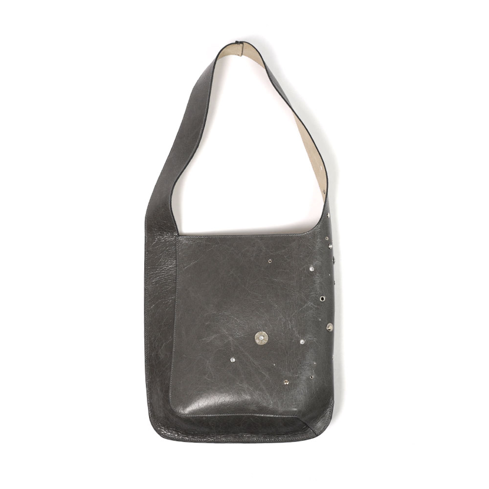 LEGAL TENDER BUCKET BAG ELEPHANT GREY WITH SCATTERED STUDS