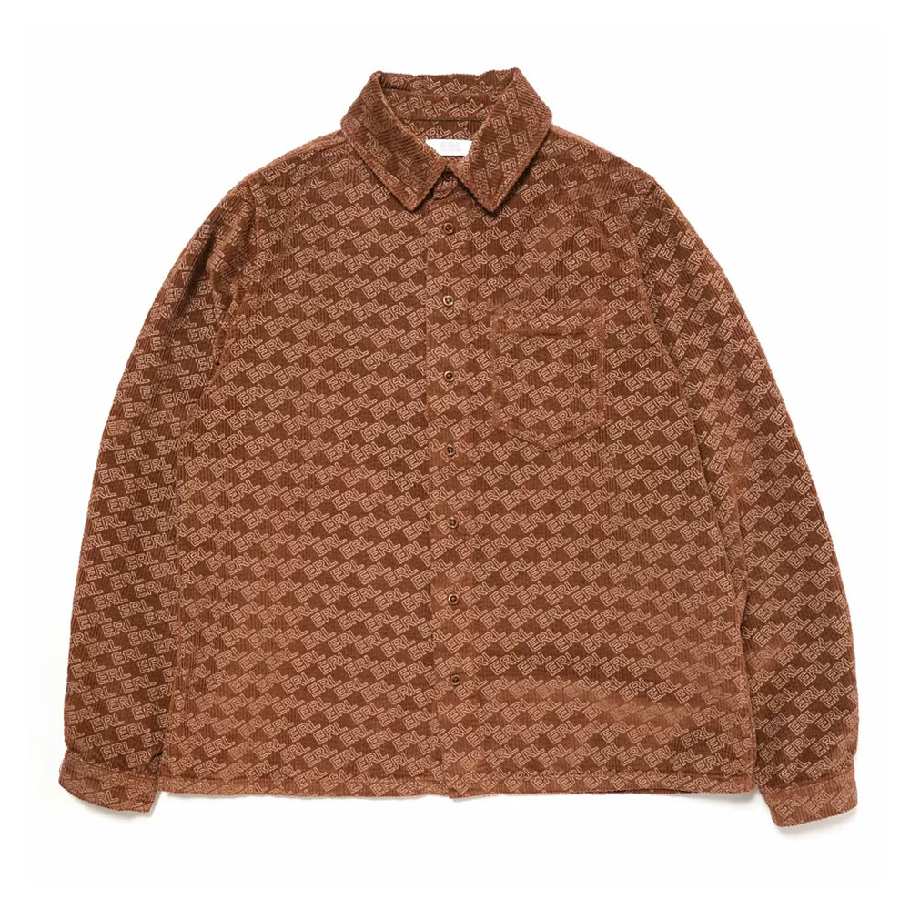 UNISEX CORDUROY EMBOSSED SHIRT WOVEN BROWN _