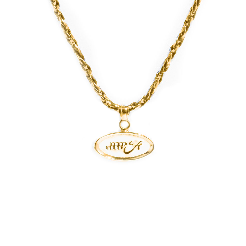 EMBLEM NECKLACE 18KGP WHITE